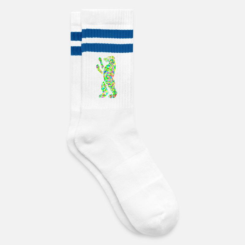 Bär polygon - Gestreifte Tennissocken - Weiß/Blau