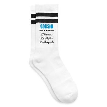 Onkel / Tante / Vetter / Cousin / Kusine - Gestreifte Tennissocken - Weiß/Schwarz - Rechts