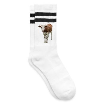 Cow - Striped tennis socks - white/black - Right