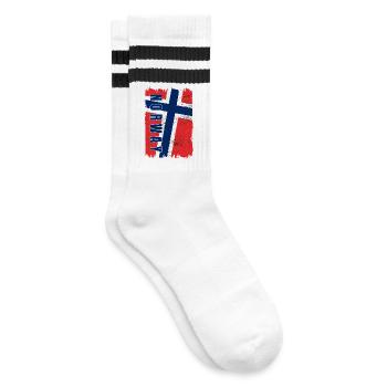 Norwegen Nationalflagge - Gestreifte Tennissocken - Weiß/Schwarz - Rechts