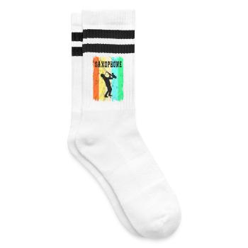Saxophone Design - Gestreifte Tennissocken - Weiß/Schwarz - Rechts