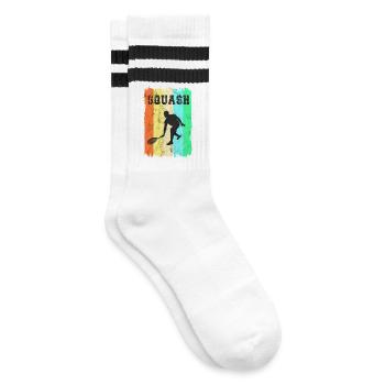 Squash Sport Design - Striped tennis socks - white/black - Right