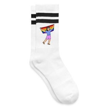 Défilé du drapeau arc-en-ciel LGBT Droits des homosexuels - Chaussettes de tennis - blanc/noir - Droite