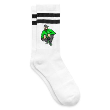 Bad Boy, Rapper, Rapper, Rapper, Big Up - Gestreifte Tennissocken - Weiß/Schwarz - Rechts