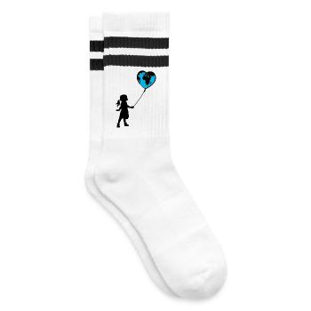 Planet Erde - Gestreifte Tennissocken - Weiß/Schwarz - Rechts