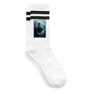 Weißer Haie Weißer Hai - Gestreifte Tennissocken - Weiß/Schwarz - Rechts