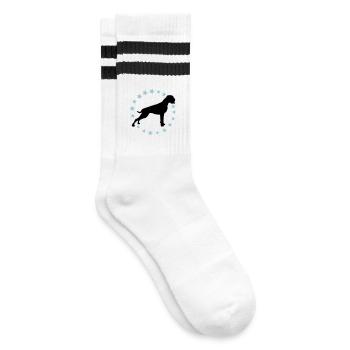 Boxer Sternenkreis 2 farb - Gestreifte Tennissocken - Weiß/Schwarz - Rechts