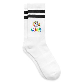 Einhorn Oma - Gestreifte Tennissocken - Weiß/Schwarz - Rechts