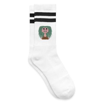 Norway troll girl vacation fjord mythology - Striped tennis socks - white/black - Right