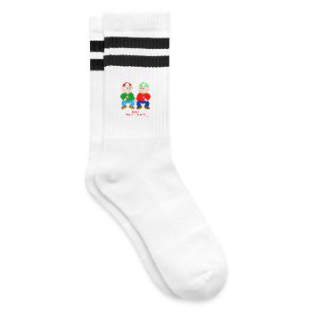 Lustige Zwillinge Sternzeichen - Gestreifte Tennissocken - Weiß/Schwarz - Rechts