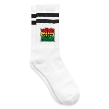Abstract Reggae Coloring Cross - Striped tennis socks - white/black - Right