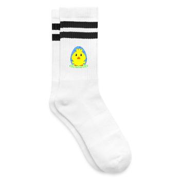 Chicks, Easter, animals for children, sweet chicks - Striped tennis socks - white/black - Right