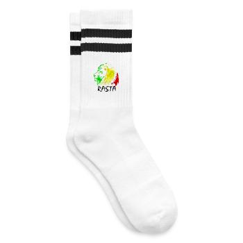 Rasta Lion: Green-Yellow-Red Style - Striped tennis socks - white/black - Right