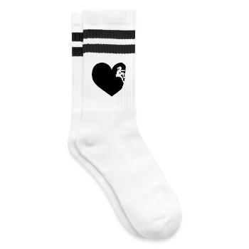 I love bouldering climbing mountaineering heart sports - Striped tennis socks - white/black - Right