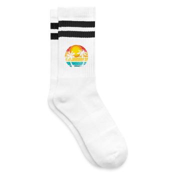 Summer - Sun - Sunshine - Striped tennis socks - white/black - Right