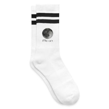 Moon - Striped tennis socks - white/black - Right
