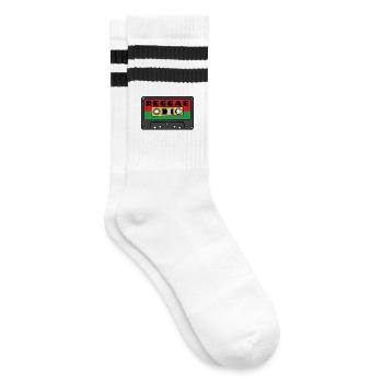 Reggae Music Reggae Music Jam Reggaeton Ragga Jah - Striped tennis socks - white/black - Right