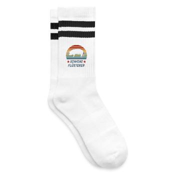 Schweine Flüsterer Design / Geschenkidee - Gestreifte Tennissocken - Weiß/Schwarz - Rechts