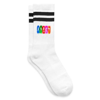 Fitnesstraining Fitnessstudio Workout Training - Gestreifte Tennissocken - Weiß/Schwarz - Rechts