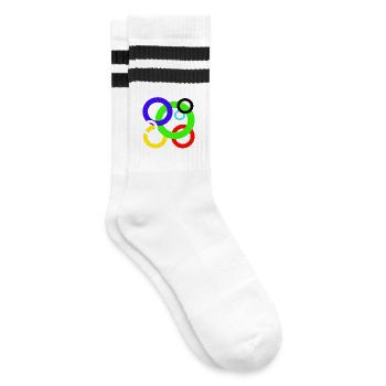 Design Farbige Ringe - Gestreifte Tennissocken - Weiß/Schwarz - Rechts