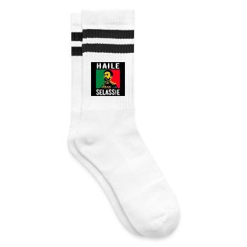 Portrait de Haile Selassie dans le style reggae - Chaussettes de tennis - blanc/noir - Droite