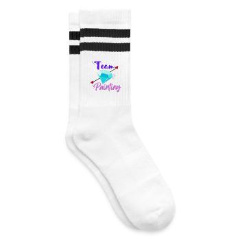 Team Diamond Painting - Gestreifte Tennissocken - Weiß/Schwarz - Rechts