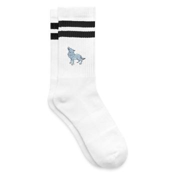 Wolf Cartoon Illustration Kawaii For Kids - Striped tennis socks - white/black - Right