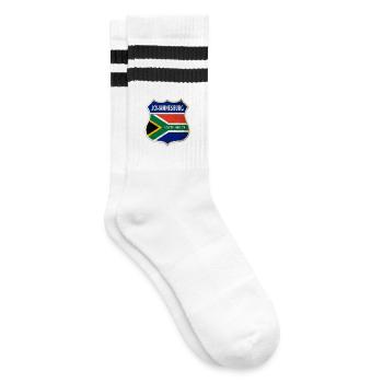 Johannesburg Südafrika Wappen Flaggen Design - Gestreifte Tennissocken - Weiß/Schwarz - Rechts