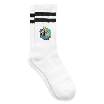 Grim Reaper with baseball bat - Striped tennis socks - white/black - Right
