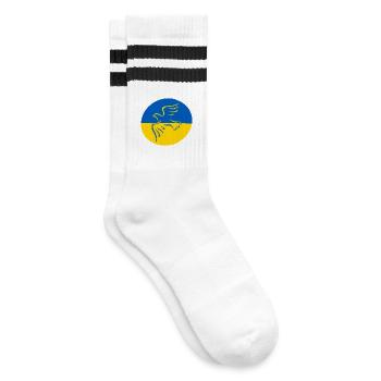 Ukraine Friedenstaube - Gestreifte Tennissocken - Weiß/Schwarz - Rechts