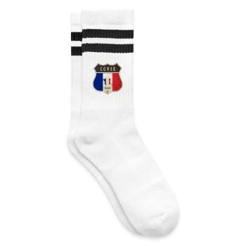 Corsica France Coat of Arms Flags Design - Striped tennis socks - white/black - Right