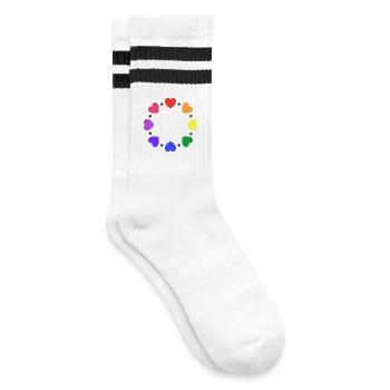 Cœurs arc-en-ciel - Chaussettes de tennis - blanc/noir - Droite