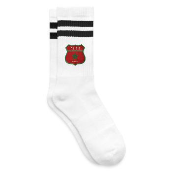 Taza Marokko Wappen Flaggen Design - Gestreifte Tennissocken - Weiß/Schwarz - Rechts