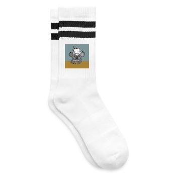Koala Coffee Break - Striped tennis socks - white/black - Right