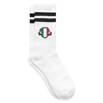 Italien Brust Design - Gestreifte Tennissocken - Weiß/Schwarz - Rechts