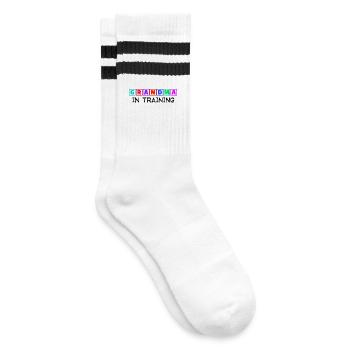 Humorvoll Statement Großmutter Oma Alte Frau - Gestreifte Tennissocken - Weiß/Schwarz - Rechts