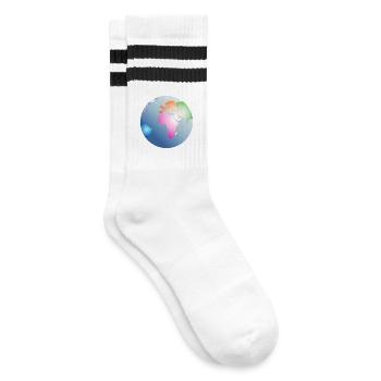 planète bleue Terre avec des continents colorés - Chaussettes de tennis - blanc/noir - Droite