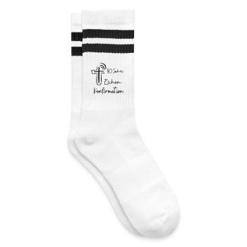 Eichen-Konfirmation 80 Jahre Jubelkonfirmation - Gestreifte Tennissocken - Weiß/Schwarz - Rechts