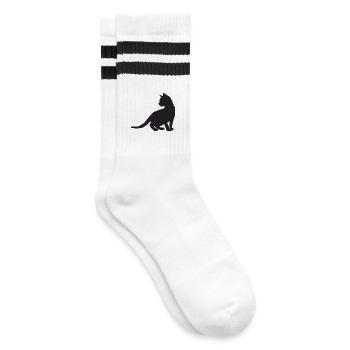 Kätzchen-Design - Gestreifte Tennissocken - Weiß/Schwarz - Rechts