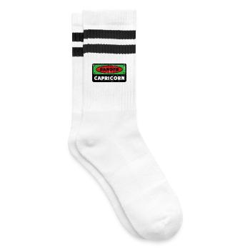Cool Zodiac Sign Capricorn Statement Horoscope - Striped tennis socks - white/black - Right
