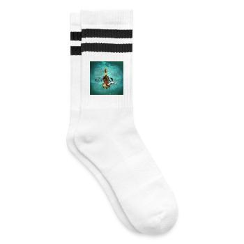Magnifique violon avec piano et fleurs. - Chaussettes de tennis - blanc/noir - Droite