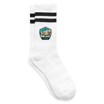 Illustration rétro, Palais des Festivals à Cannes - Chaussettes de tennis - blanc/noir - Droite