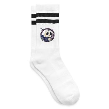Halloween Kürbis - Gestreifte Tennissocken - Weiß/Schwarz - Rechts
