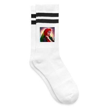 Arab Woman Hijab Art - Striped tennis socks - white/black - Right