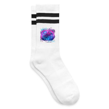 Neon Pumpkin Trick Or Treat - Striped tennis socks - white/black - Right