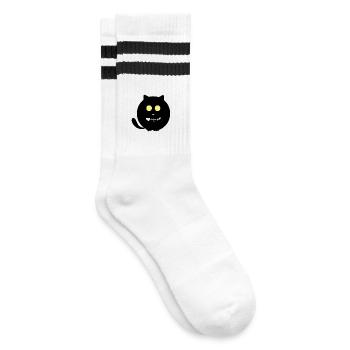 Fish Mouth Cat - Striped tennis socks - white/black - Right