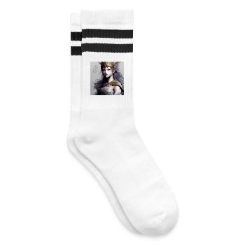 Manga Girl Schildmaid - Striped tennis socks - white/black - Right