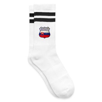 Bratislava Slowakei Wappen Flaggen Design - Gestreifte Tennissocken - Weiß/Schwarz - Rechts