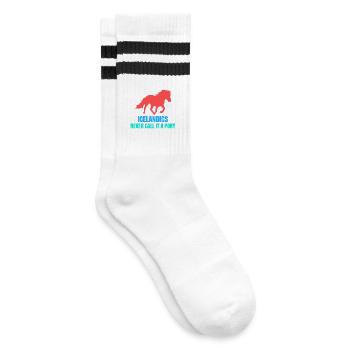 Icelandic Horses Pony Statement Icelandic horse lover - Striped tennis socks - white/black - Right