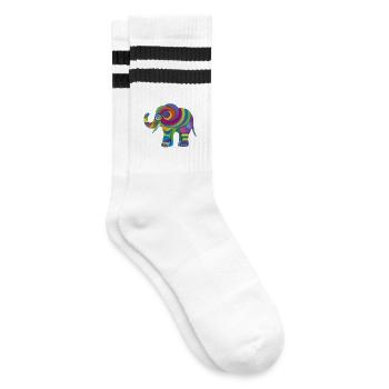 Kleiner Farbenelefant - Gestreifte Tennissocken - Weiß/Schwarz - Rechts